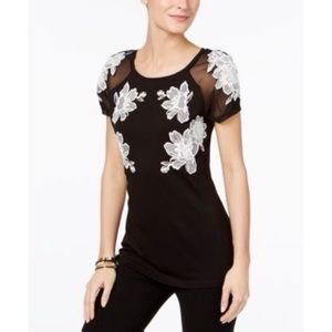 I.N.C. Short Sleeve Embroidered Top